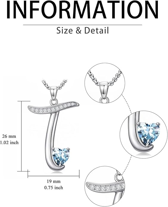 Valentines Day Gifts for Women Alphabet A to Z Initial Birthstone Pendant Necklaces for Women - 18k White Gold Plated Personalized Name Jewelry Valentine Mothers Day Birthday Gifts for Women Her Girlfriend