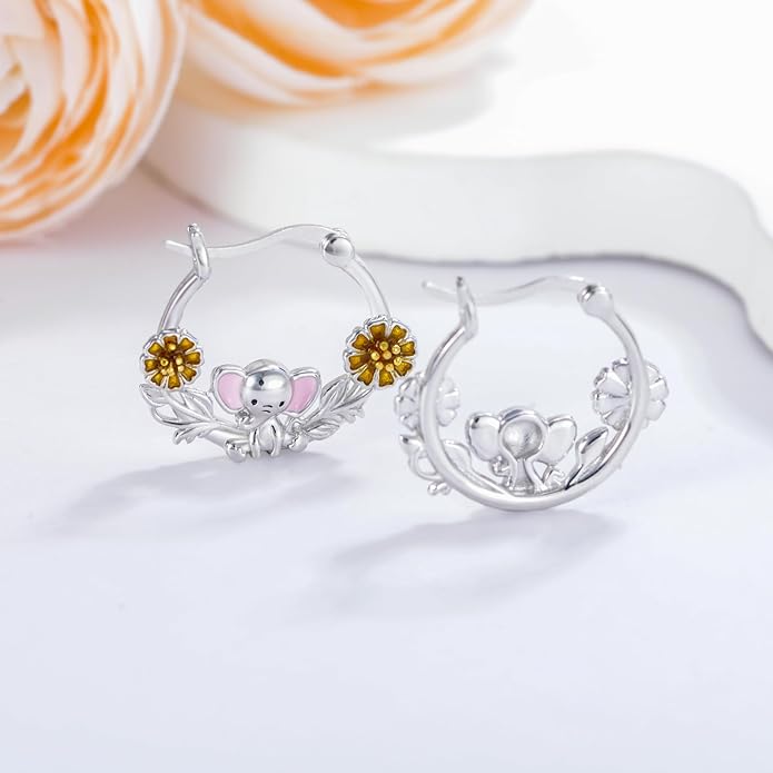 JUSTKIDSTOY Hypoallergenic Panda/Unicorn/Hummingbird/Dolphin Hoop Earrings for Women 925 Sterling Silver Animal Huggie Hoop Earrings Jewelry Gifts for Sensitive Ears