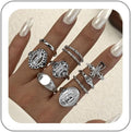 Chunky Gold Rings for Women Rhinestone Stackable Knuckle Ring Set Open Adjustable Statement Ring Set Dainty Crown Cross Midi Rings Fashion Jewelry Gift for Women