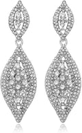 Aloha Earrings Non Pierced Silver Tone Clip On Sparkling Statement Dangling Earrings