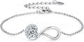 1ct Moissanite Infinity Bracelet, D Color VVS1 925 Sterling Silver Link Bracelet, Adjustable Chain for Women Wife Mom Birthday Jewelry Gifts