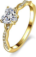 1.25ct Womens Heart Promise Ring, 925 Sterling Silver Heart Cut Created Emerald/Sapphire/Amethyst/Ruby/Cubic Zirconia/Opal Twisted Vine Engagement Ring for Women Size 5-10