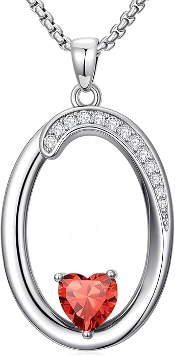 Valentines Day Gifts for Women Alphabet A to Z Initial Birthstone Pendant Necklaces for Women - 18k White Gold Plated Personalized Name Jewelry Valentine Mothers Day Birthday Gifts for Women Her Girlfriend