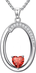 Valentines Day Gifts for Women Alphabet A to Z Initial Birthstone Pendant Necklaces for Women - 18k White Gold Plated Personalized Name Jewelry Valentine Mothers Day Birthday Gifts for Women Her Girlfriend