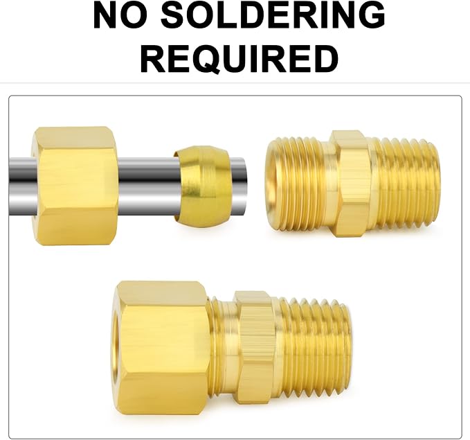 ChillWaves Brass Compression Tube Fitting, 5/16" OD x 1/4" NPT Male Compression - Image 6
