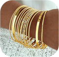 ÌF ME Gold Bangle Bracelets for Women, Indian Bangles Stackable Set, Multi Layer Textured 14K Gold Plated Chunky Bracelets Boho Jewelrys Set