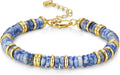 Colorful 18K Gold Plated Bracelets for Women, Stack Bangle Beaded Stone Jewelry Accessories Set for Woman, Trendy Fashion Jewelry Gifts