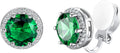 Silvora 925 Silver 8MM Cubic Zirconia Birthstone Clip On Stud Earrings Round Non Pierced Earrings For Women,Come with Box