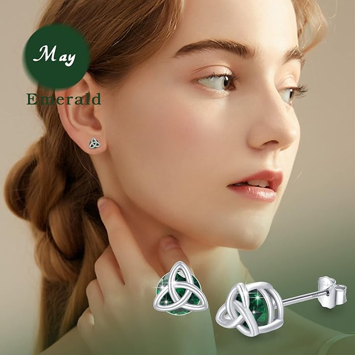 MEDWISE 925 Sterling Silver Birthstone Stud Earrings for Women Birthday Jewelry Gifts for Daughter Mother Women Valentines Day Gifts for Her