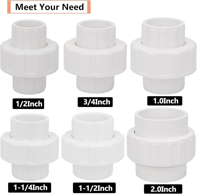 6Pcs 3/4" PVC Union Coupling Pipe Fitting 3/4Inch PVC Slip Union PVC Adapter - Image 5