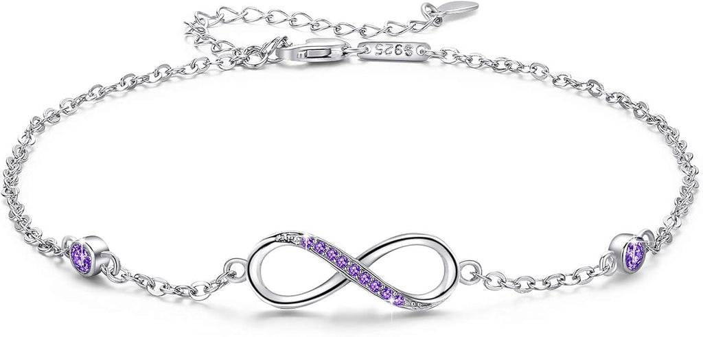 MEDWISE Womens Infinity Anklet Bracelet 925 Sterling Silver Endless Love Symbol Ankle Bracelet Adjustable Plus Size Large Bracelet Gifts for her Mother’s Day Gifts