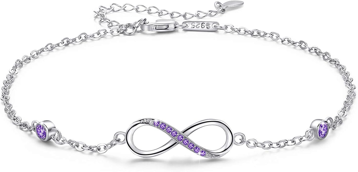 MEDWISE Womens Infinity Anklet Bracelet 925 Sterling Silver Endless Love Symbol Ankle Bracelet Adjustable Plus Size Large Bracelet Gifts for her Mother’s Day Gifts