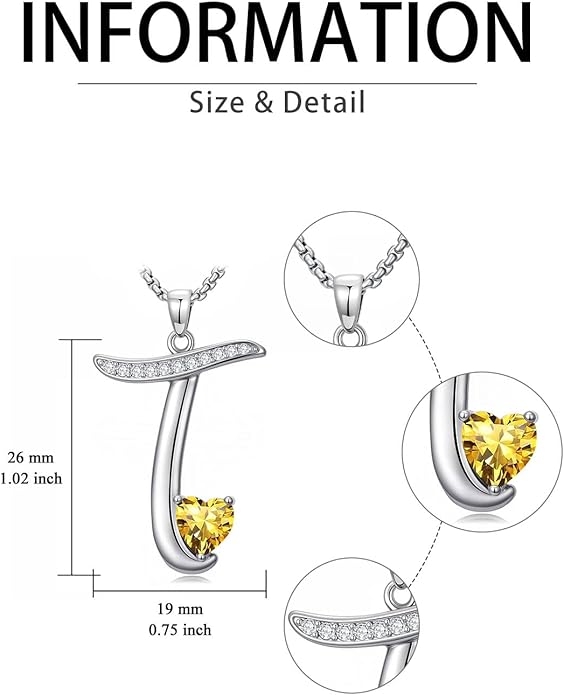 Valentines Day Gifts for Women Alphabet A to Z Initial Birthstone Pendant Necklaces for Women - 18k White Gold Plated Personalized Name Jewelry Valentine Mothers Day Birthday Gifts for Women Her Girlfriend