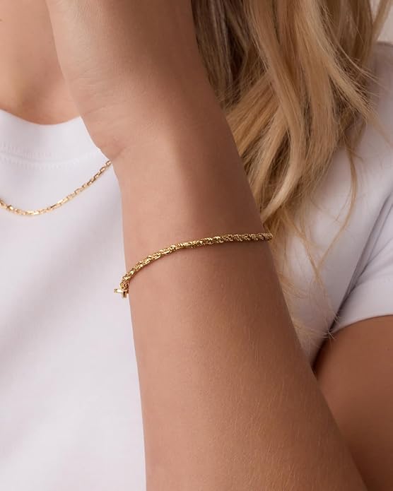 gorjana - Marin Bracelet 7 1/4" - 18k Gold Plated Brass - Layering with Other Jewelry - Elegant Rope Detail for Timeless Style - Versatile and Classic