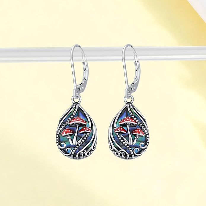 Animal Earrings 925 Sterling Silver Abalone Shell Dangle Drop Earrings Leverback Earrings Cute Animal Jewelry Gifts for Women Girlfriend