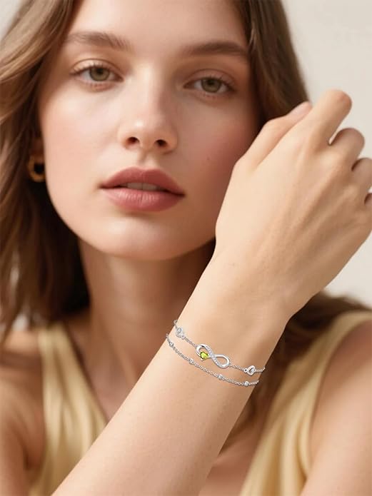 Dorunmo Infinity Heart Anklet Bracelet for Women 925 Sterling Silver Adjustable Infinity Birthstone Bracelet Friendship Jewelry Gifts for Women Birthday Christmas