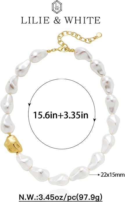 LILIE&WHITE Imitation Baroque Pearl Necklaces For Women Chunky Necklaces Choker Necklace Mermaid Necklace Beach Necklace Fashion Jewelry Gift