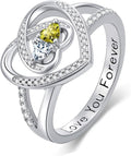 Valentine's Day Gifts for Women Birthstone Rings for Women Heart Statemet Engagement Eternity Wedding Promise Rings Jewelry Anniversary Christmas Valentine Mothers Day Birthday Gifts for Wife Her Girlfriend