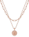 Yoosteel Valentines Gifts for Women Her - Gold Layered Initial Necklaces for Women 14K Gold Plated Dainty Layering Paperclip Link Chain Necklace Coin Initial Necklace Birthday Gifts for Teen Girls