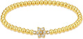 HZDK Gold Bracelets for Women - 14K Gold Plated Beaded Bracelets for Women Gold Jewelry Stackable Charm Bracelet Dainty Stretch Bead Bracelet Christmas Gifts for Her