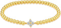 HZDK Gold Bracelets for Women - 14K Gold Plated Beaded Bracelets for Women Gold Jewelry Stackable Charm Bracelet Dainty Stretch Bead Bracelet Christmas Gifts for Her