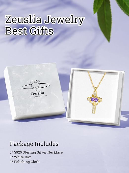 Valentine's Day Gifts for Wife 925 Sterling Silver Double Birthstone Pendant Necklaces I Love You for Always and Forever Necklace Anniversary Birthday Gifts for Wife Girlfriend Mom Her