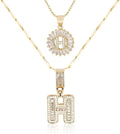 Letter Necklace 14k Gold Plated Bling Dainty Necklaces Trendy Chunky Custom Name Necklace Personalized Round Circle Pendant Zirconia Letters Name Crystal Jewelry Gifts for Women