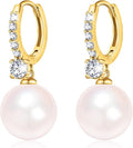 Pearl Earrings for Women 14K Gold Plated Hypoallergenic Pearl Earrings 5A Cubic Zirconia Dangle Earrings Elegant Jewelry