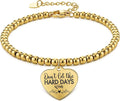 Beaded Gold Bracelet for Women Stretch Handmade Ball Charm Gifts for Women Dainty Don't Let The Hard Days Win Jewelry Charm Gifts for Her