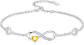 Dorunmo Infinity Heart Anklet Bracelet for Women 925 Sterling Silver Adjustable Infinity Birthstone Bracelet Friendship Jewelry Gifts for Women Birthday Christmas