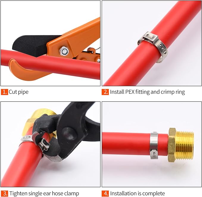 50/100/200 Pack 1/2" PEX Cinch Clamps, Stainless Steel Single Ear Hose Clamps - Image 4