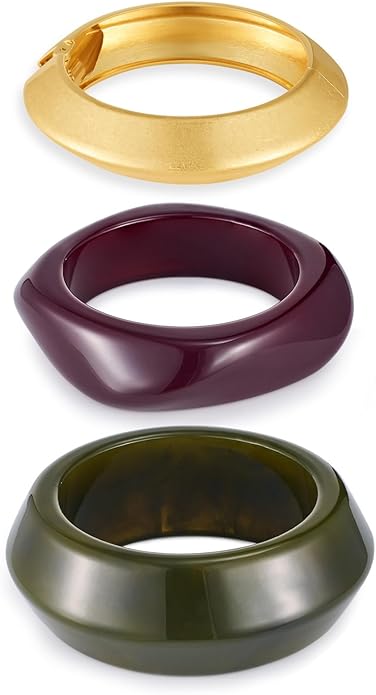 LILIE&WHITE Colorful Acrylic Bangle Bracelets For Women Resin Bangles Chic Vintage Gold Bracelet Chunky Bracelets Jewelry Gift