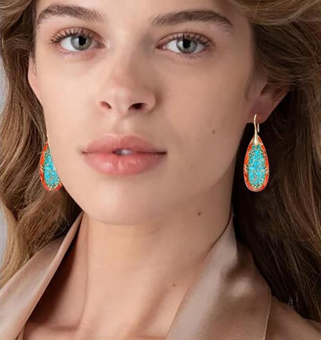 Natural Stone Earrings Waterdrop Stone Dangle Earrings for Women