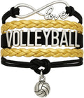 Volleyball Bracelets For Girls- Ideal Volleyball Gifts & Souvenirs. Adjustable Charm Bracelet with Moveable Letters, Infinity Symbol & Silver Volleyball Charm. Fashionable Bracelets by SportyBella.