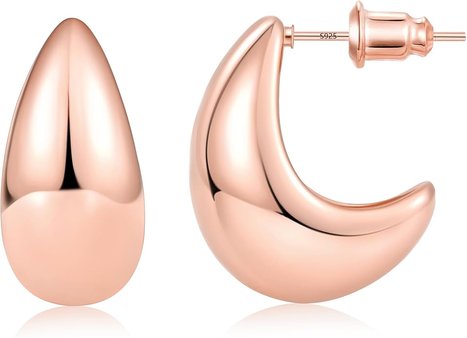 Gacimy Chunky Earrings for Women, Teardrop Earrings with 925 Sterling Silver Post, 14K Gold Plated Statement Drop for Women