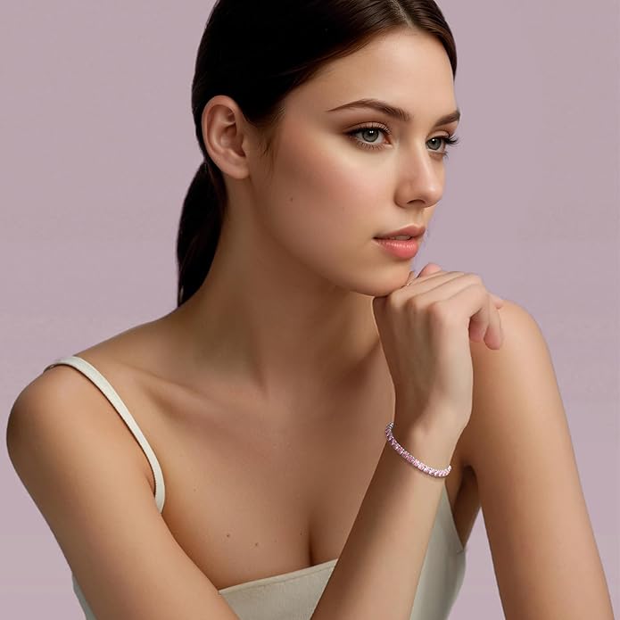 SUNFEEL Birthstone Bracelet Jewelry for Women Sterling Silver with Gold Plated Tennis Bracelet Classic Bolo Adjustable Chain Anniversary Birthday Gifts for Women Mom Wife Her