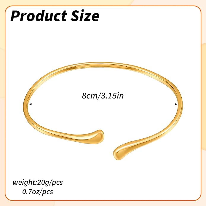 Gold Arm Cuff Upper Arm, Arms Cuff Jewelry for Women Bracelet Bangles Upper Arms Cuffs Adjustable Metal Plated Band Armband Statement Party Boho Summer Beach Festival Jewelry, 8cm Diameter