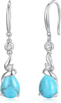FANCIME Women Drop Earrings 925 Sterling Silver with Pear Gemstone Dangle Birthstone Earring Fine Jewelry Birthday Gifts for Women
