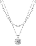 Yoosteel Valentines Gifts for Women Her - Gold Layered Initial Necklaces for Women 14K Gold Plated Dainty Layering Paperclip Link Chain Necklace Coin Initial Necklace Birthday Gifts for Teen Girls