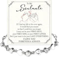 To My Soulmate Bracelet for Women, Heart Chain Bracelet with Shiny Stones, Perfect Birthday or Anniversary Christmas Gift for Soulmate with Message Card and Gift Box