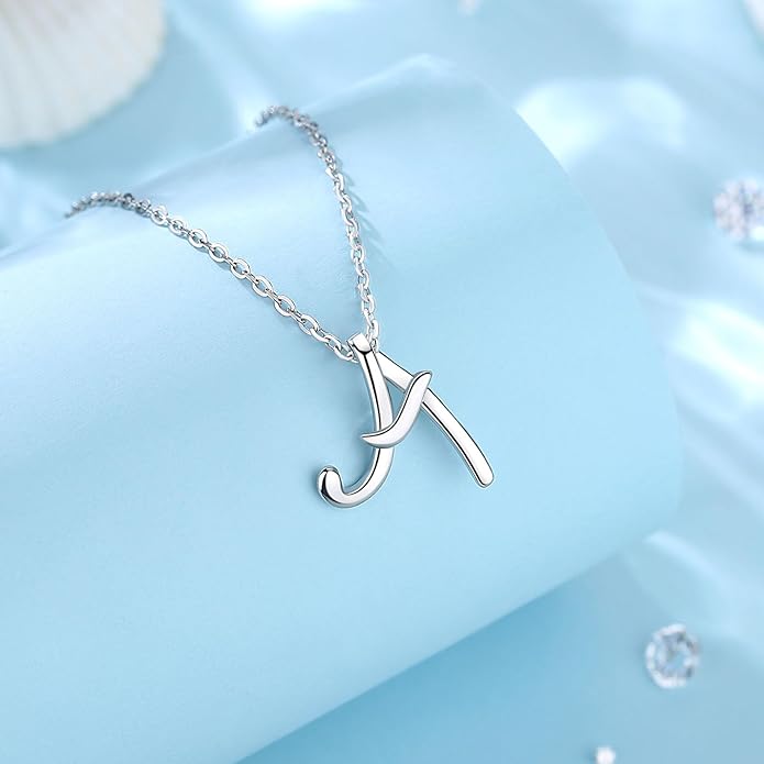 EUDORA Sterling Silver Initial Necklaces for Women, Classic 26 Letter Neckless Gifts for Girls, Sister, Mother Daughter, 18 inch Chain