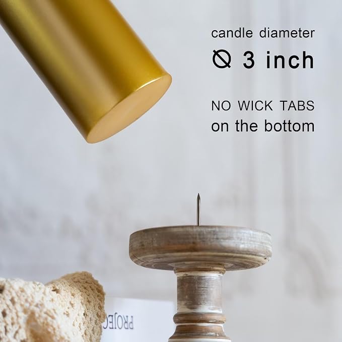 MOZEAL 3" x 4" Hand-Poured Unscented Candle, Dripless Pillar Candle Set of 3 - Image 4