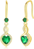 FANCIME Heart Infinity Dangle Drop Earrings 925 Sterling Silver Heart Gemstone Birthstone Earring