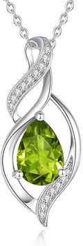 FANCIME Birthstone Necklace for Women Teardrop Necklace S925 Sterling Silver Infinity Love Birthday Gifts for Mom Women Girls, 16"+2" Inches