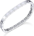 Eternity Bracelets for Women - Cushion Shape Bangle Bracelets | White Gold Bangles Non-Tarnish | Wedding Anniversary Birthday Gifts for Her