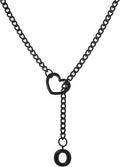Black Heart Slip Chain Initial Necklaces for Women,Stainless Steel O-Ring Adjustable Lariat Heart Y-Necklace,Punk Gothic Cuban Collar Choker Necklace for women
