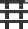 6 Pack 12"x8" T Post Timber Frame Brackets, T Flat Mending Plate | Post to Beam by ALFFUN
