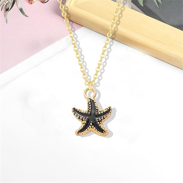 Dreuyet Starfish Necklaces for Women Dainty Alloy Enamel Ocean Starfish Pendant Necklaces Cute Tiny Summer Beach Necklace Jewelry Gifts for Best Friend