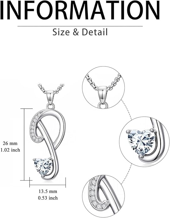 Valentines Day Gifts for Women Alphabet A to Z Initial Birthstone Pendant Necklaces for Women - 18k White Gold Plated Personalized Name Jewelry Valentine Mothers Day Birthday Gifts for Women Her Girlfriend
