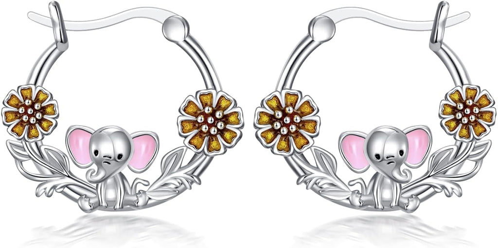 JUSTKIDSTOY Hypoallergenic Panda/Unicorn/Hummingbird/Dolphin Hoop Earrings for Women 925 Sterling Silver Animal Huggie Hoop Earrings Jewelry Gifts for Sensitive Ears